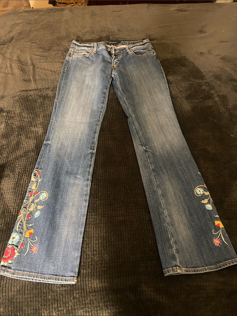 DRIFTWOOD Blue Embroidered Flare Jeans